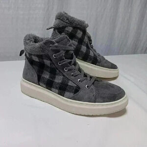 Mark Fisher Fellow faux fur checkered lace up High Cut Sneaker Ladies size 8.5